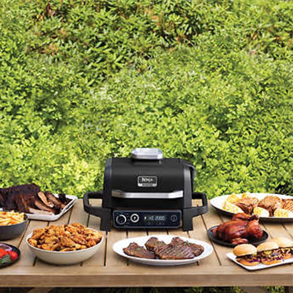 Professional Outdoor Grill and Smoker, Built-in Thermometer, 7-in-1 main grill, BBQ Smoker, Air Fryer, Bake, Bake, dehydrate, Grill, Firewood Pellet, Portable, electric (updated)